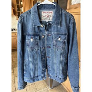 True Religion JESSE SN Trucker Jacket Mens Sz Medium Denim‎  $159